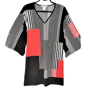 Red and Black Tunic Loose Fit Top or Relaxed Fit Tunic Top - Sizes S / M / L/ XL